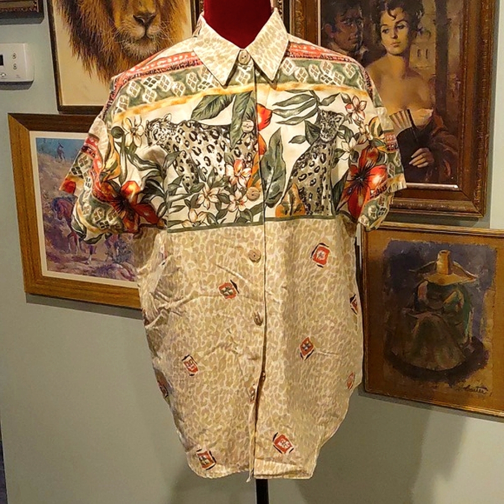 Leopard Tropical Button Down Shirt